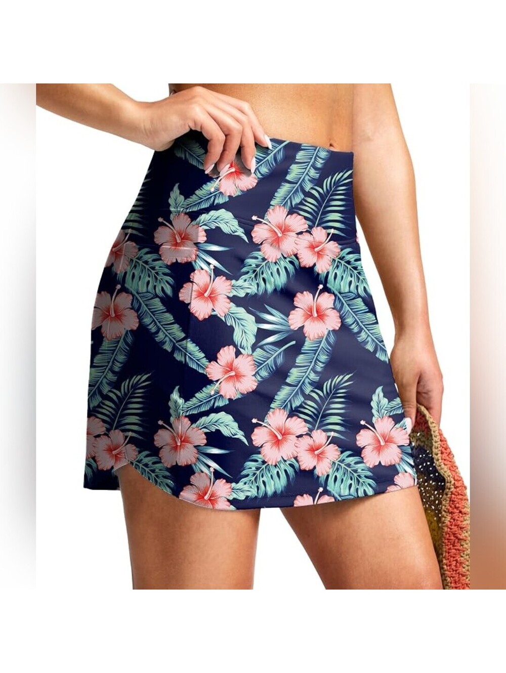 NWT SANTINY 17" Long Tummy Control Swimsuit Skirt, XL